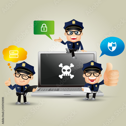 set of policeman characters in different poses