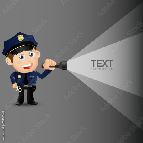 Cute policeman with different poses
