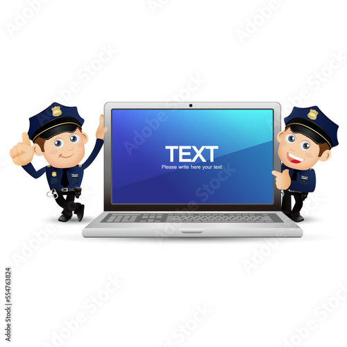 Cute policeman with different poses