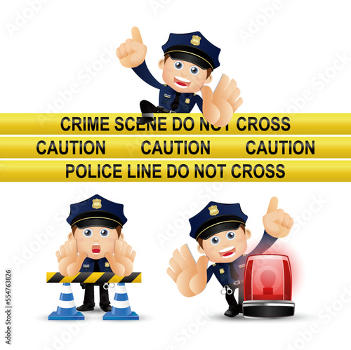 Cute policeman with different poses