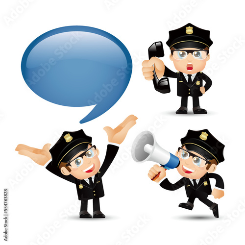 set of policeman characters in different poses