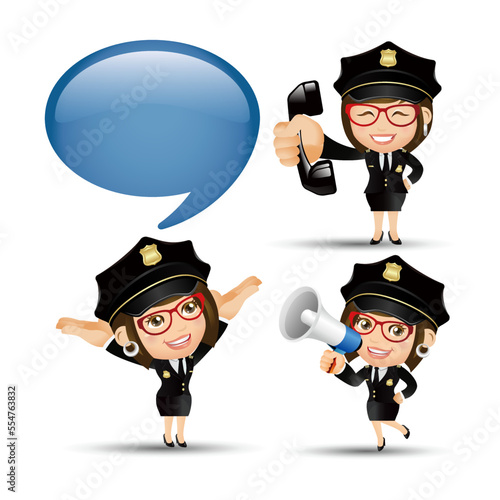 set of policeman characters in different poses