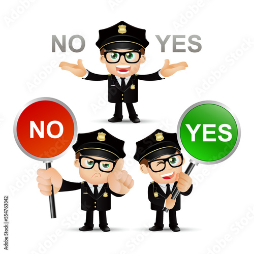 Cute policeman with different poses