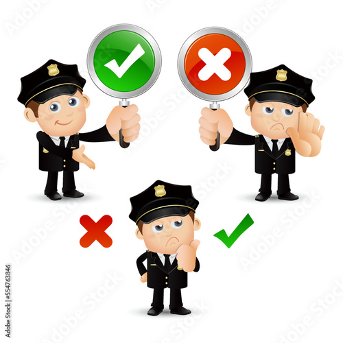 Cute policeman with different poses
