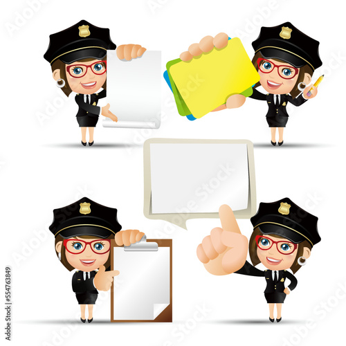 set of policeman characters in different poses