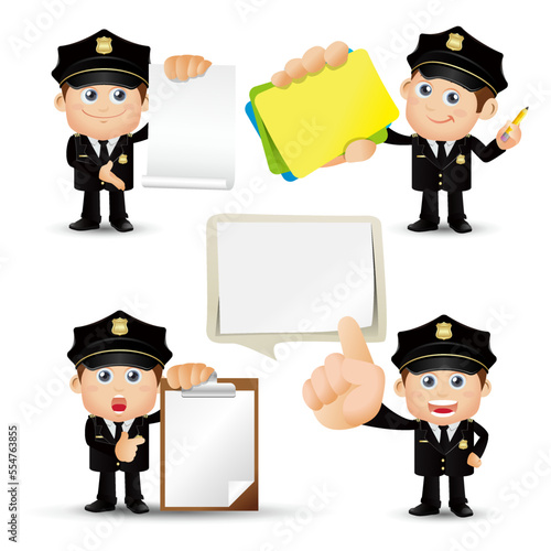Cute policeman with different poses