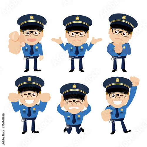 Cute policeman with different poses