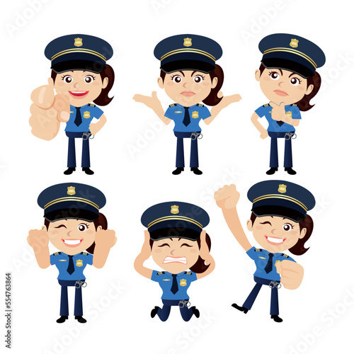 Cute policeman with different poses