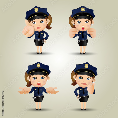 Cute policeman with different poses