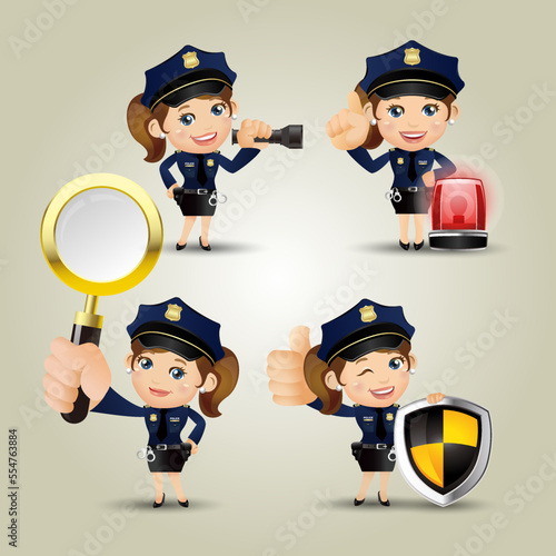 Cute policeman with different poses