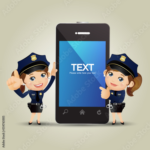 Cute policeman with different poses