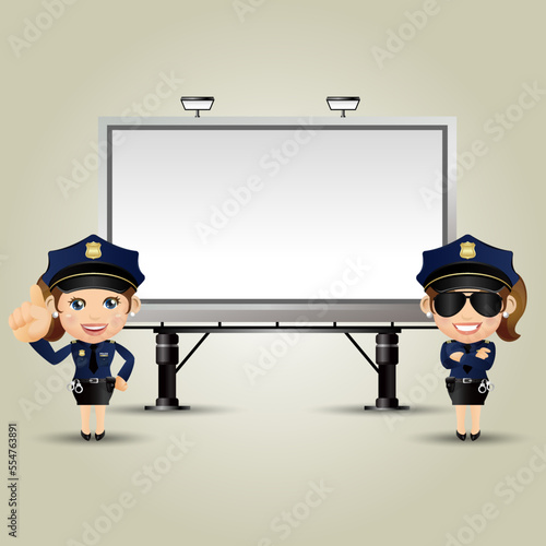 Cute policeman with different poses