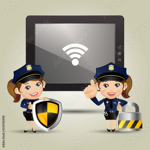 Cute policeman with different poses