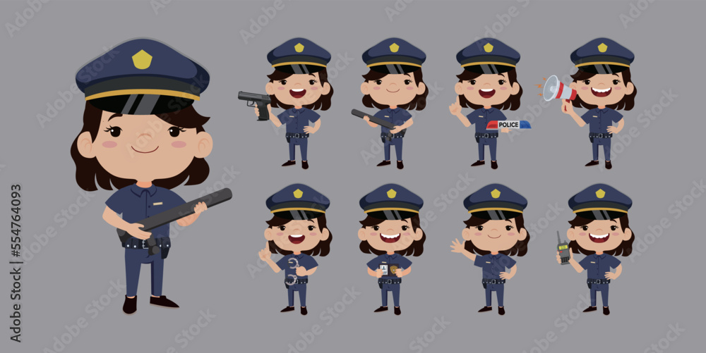 Cute policeman with different poses