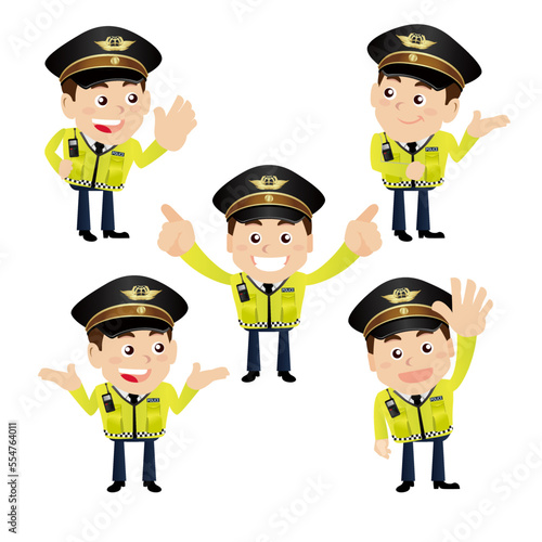 set of policeman characters in different poses