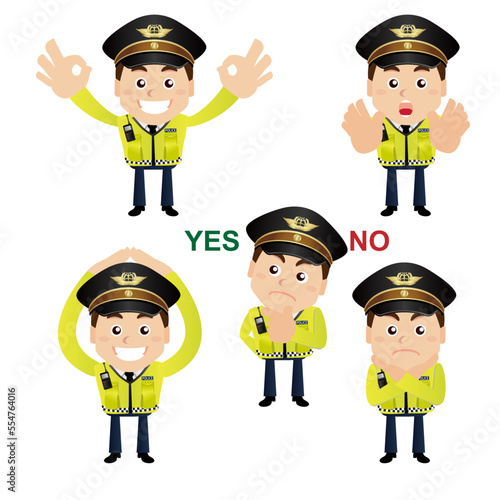 set of policeman characters in different poses