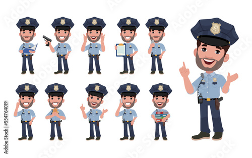 set of policeman characters in different poses