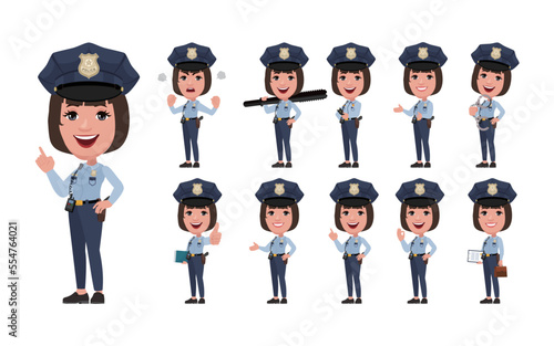 set of policeman characters in different poses