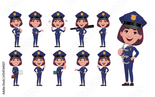 Cute policeman with different poses