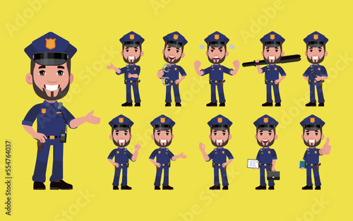set of policeman characters in different poses