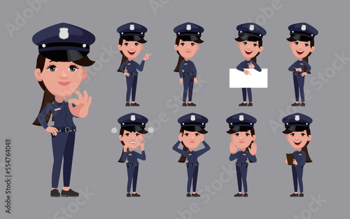 Cute policeman with different poses