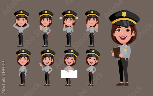 Cute policeman with different poses