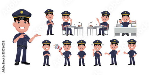 Cute policeman with different poses