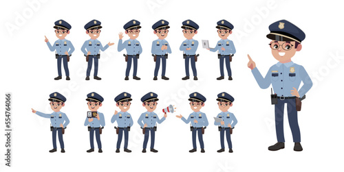 set of policeman characters in different poses