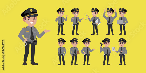 Cute policeman with different poses