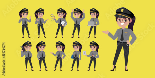 Cute policeman with different poses