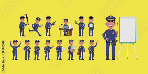 Cute policeman with different poses
