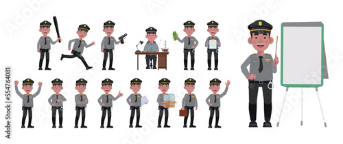 Cute policeman with different poses