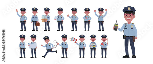Cute policeman with different poses