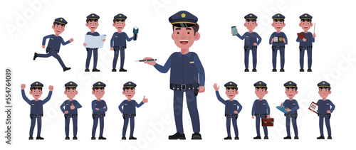 Cute policeman with different poses