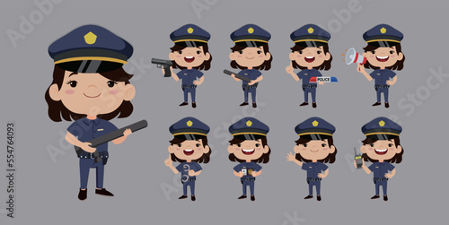 Cute policeman with different poses
