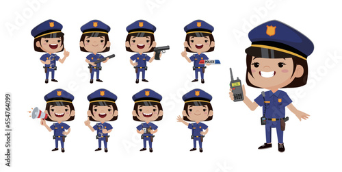Cute policeman with different poses