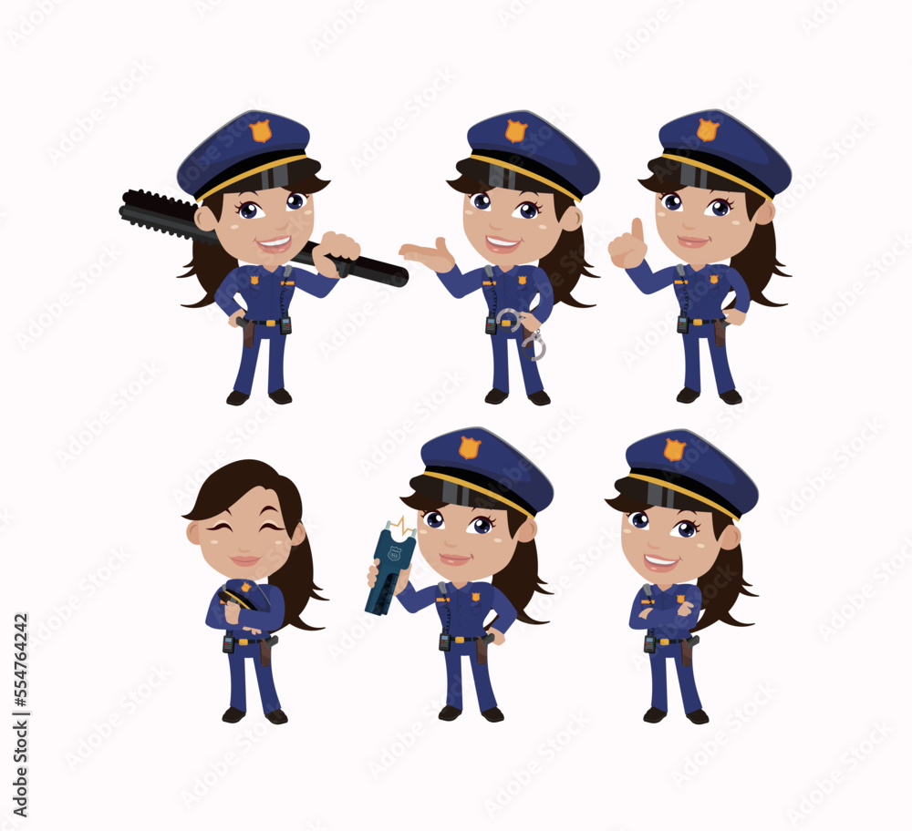 Cute policeman with different poses