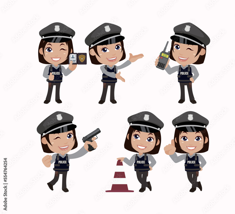 Cute policeman with different poses Cute policeman with different poses
