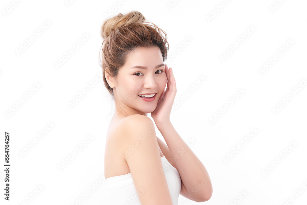 Beautiful young asian woman with clean fresh skin on white background, Face care, Facial treatment, Cosmetology, beauty and spa, Asian women portrait. Beautiful young asian woman with clean fresh skin on white background, Face care, Facial treatment, Cosmetology, beauty and spa, Asian women portrait.