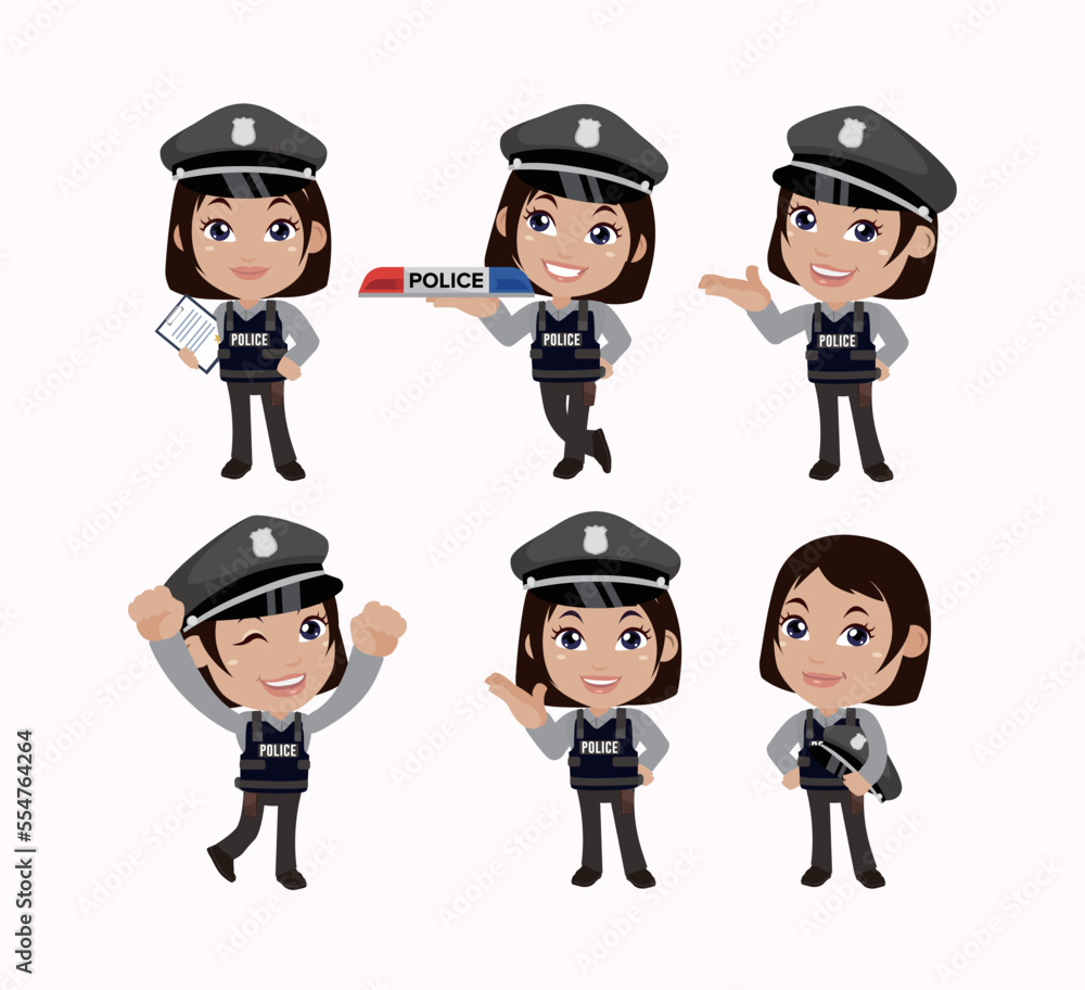 Cute policeman with different poses