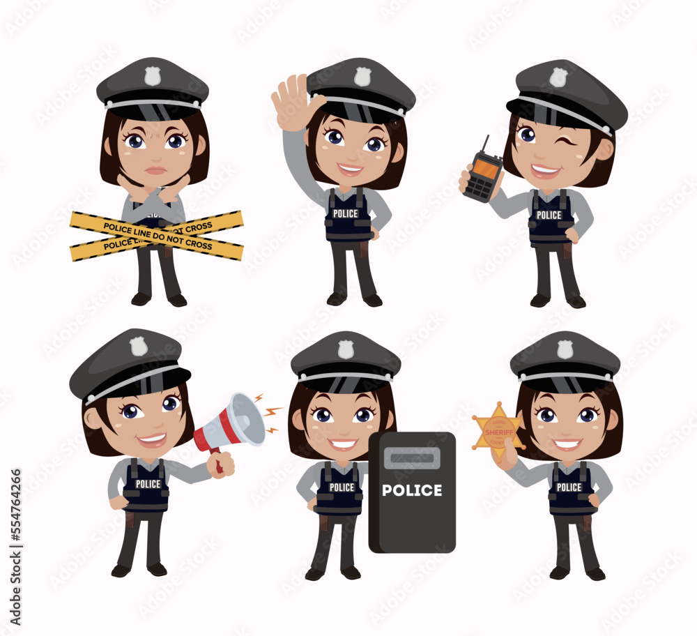 Cute policeman with different poses