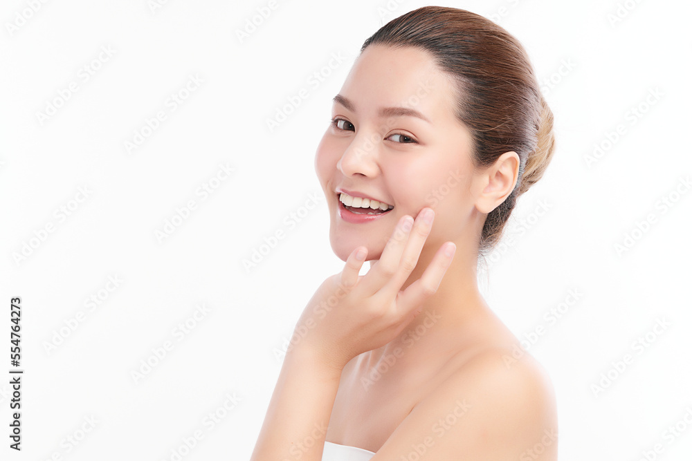 Beautiful young asian woman with clean fresh skin on white background, Face care, Facial treatment, Cosmetology, beauty and spa, Asian women portrait. Beautiful young asian woman with clean fresh skin on white background, Face care, Facial treatment, Cosmetology, beauty and spa, Asian women portrait.