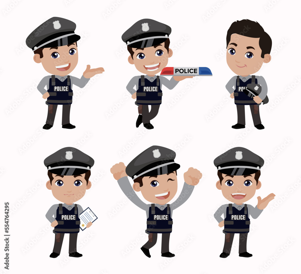 Cute policeman with different poses Cute policeman with different poses
