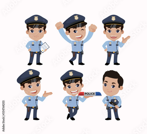 Cute policeman with different poses