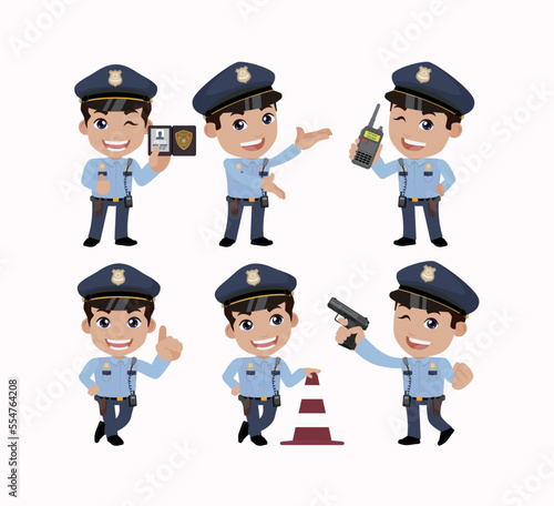 Cute policeman with different poses