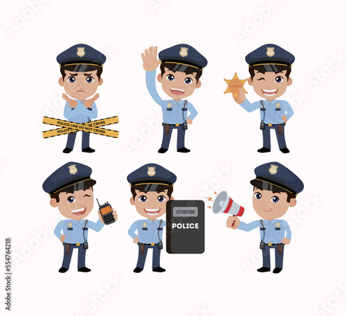 Cute policeman with different poses