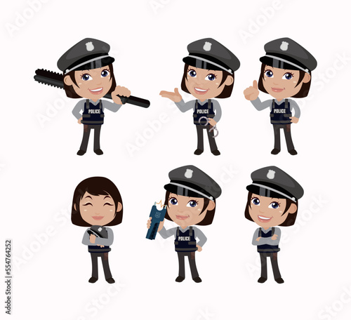 Cute policeman with different poses