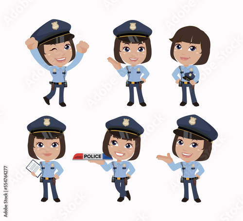 Cute policeman with different poses