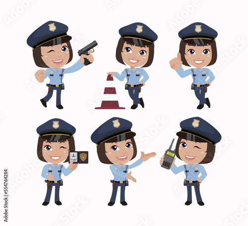 set of policeman characters in different poses