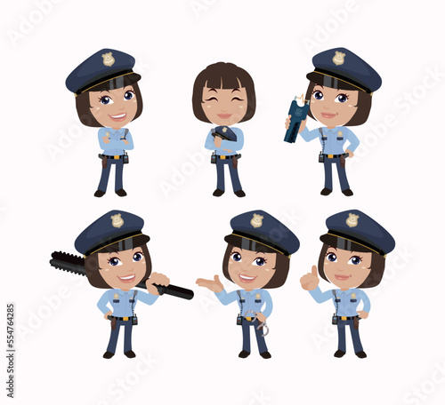 set of policeman characters in different poses